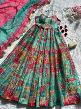 Lovely Green Color Organza Digital Printed Anarkali Gown